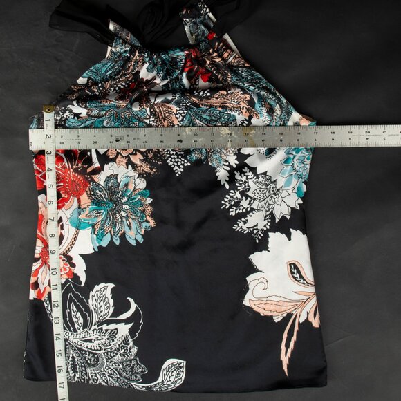 TAHARI Floral Halter Top Ribbon Neck Tie Small - Picture 7 of 7
